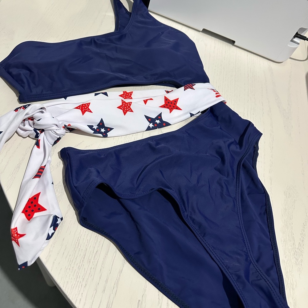 SHEIN Navy and White Star Bikini